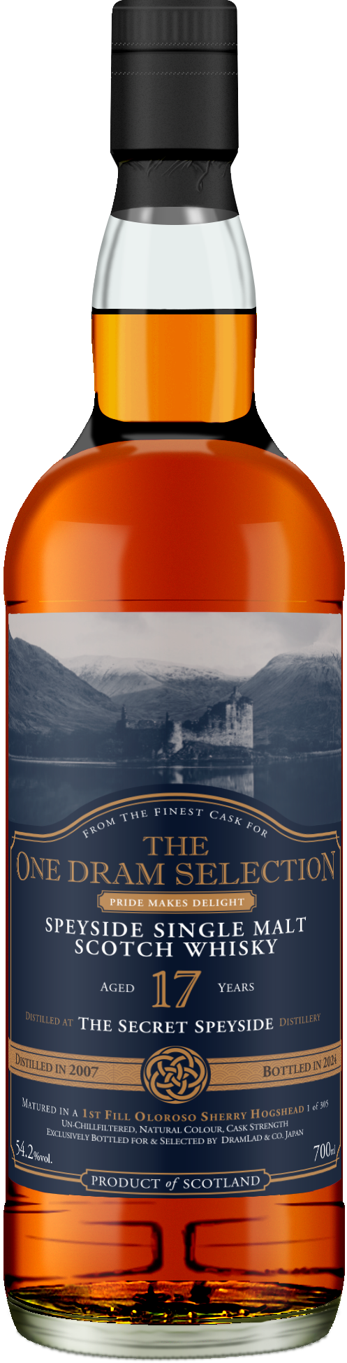 ONE DRAM SELECTION whisky bottle